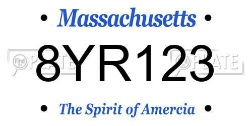 8YR123 Massachusetts License Plate