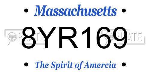 8YR169 Massachusetts License Plate
