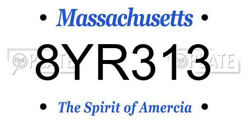 8YR313 Massachusetts License Plate