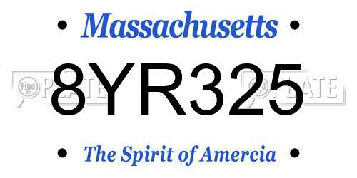 8YR325 Massachusetts License Plate