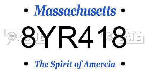 8YR418 Massachusetts License Plate