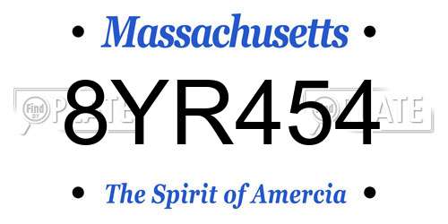 8YR454 Massachusetts License Plate