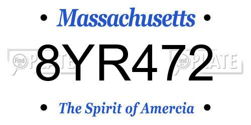 8YR472 Massachusetts License Plate