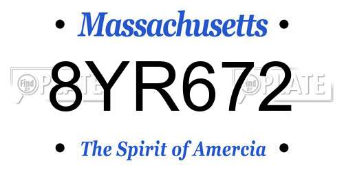 8YR672 Massachusetts License Plate