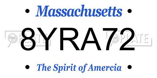 8YRA72 Massachusetts License Plate