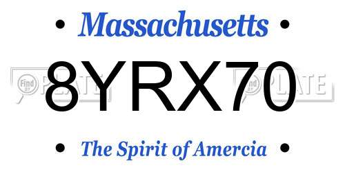 8YRX70 Massachusetts License Plate