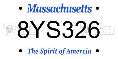 8YS326 Massachusetts License Plate