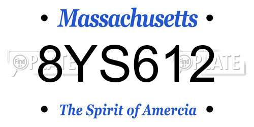 8YS612 Massachusetts License Plate