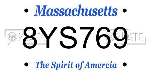 8YS769 Massachusetts License Plate