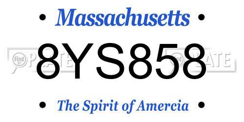 8YS858 Massachusetts License Plate
