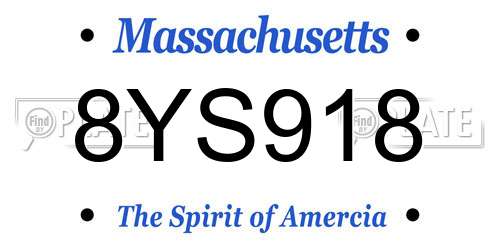 8YS918 Massachusetts License Plate