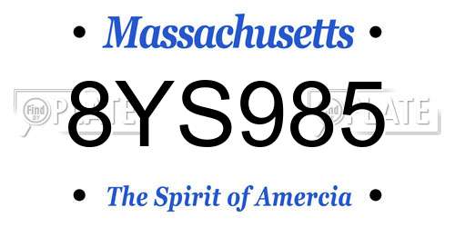 8YS985 Massachusetts License Plate
