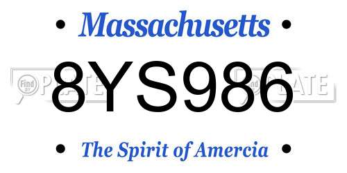 8YS986 Massachusetts License Plate