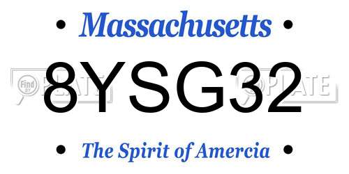 8YSG32 Massachusetts License Plate