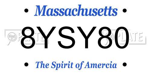 8YSY80 Massachusetts License Plate