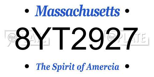 8YT2927 Massachusetts License Plate