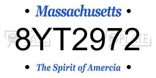 8YT2972 Massachusetts License Plate