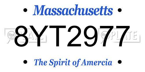 8YT2977 Massachusetts License Plate