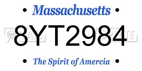 8YT2984 Massachusetts License Plate