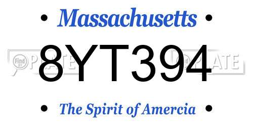 8YT394 Massachusetts License Plate
