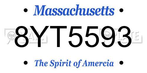 8YT5593 Massachusetts License Plate