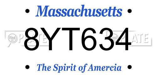 8YT634 Massachusetts License Plate