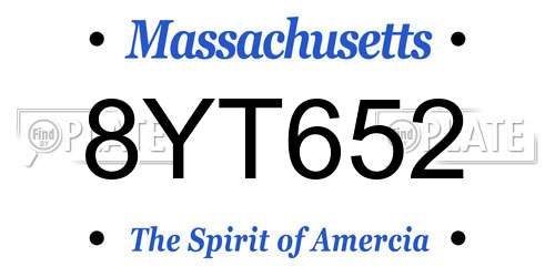 8YT652 Massachusetts License Plate