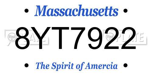 8YT7922 Massachusetts License Plate