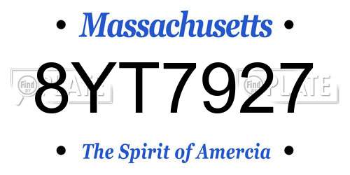 8YT7927 Massachusetts License Plate