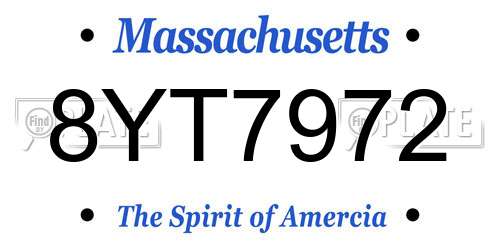 8YT7972 Massachusetts License Plate