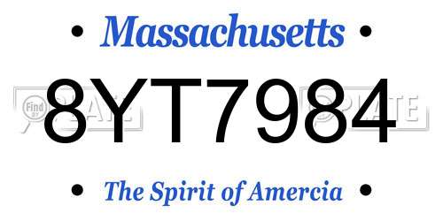 8YT7984 Massachusetts License Plate