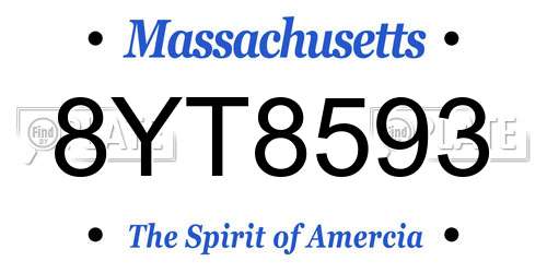 8YT8593 Massachusetts License Plate