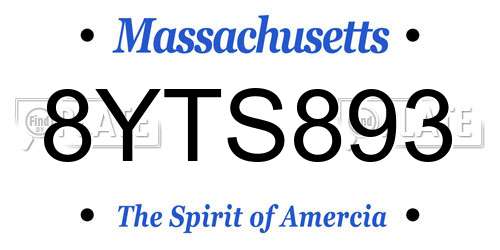 8YTS893 Massachusetts License Plate