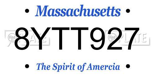 8YTT927 Massachusetts License Plate