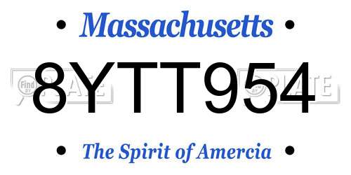 8YTT954 Massachusetts License Plate