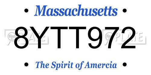 8YTT972 Massachusetts License Plate