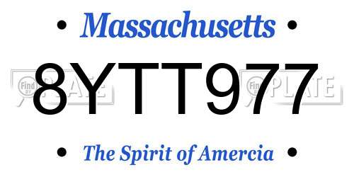 8YTT977 Massachusetts License Plate