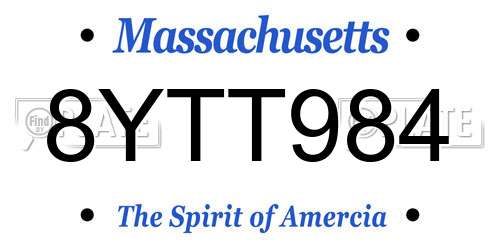 8YTT984 Massachusetts License Plate