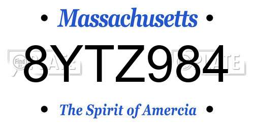 8YTZ984 Massachusetts License Plate
