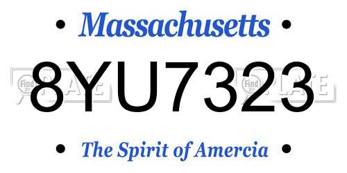 8YU7323 Massachusetts License Plate