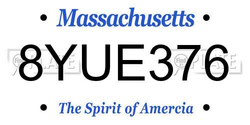 8YUE376 Massachusetts License Plate
