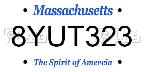 8YUT323 Massachusetts License Plate