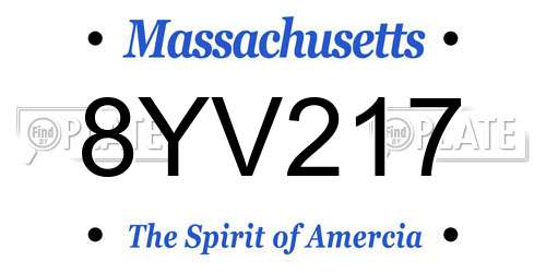 8YV217 Massachusetts License Plate