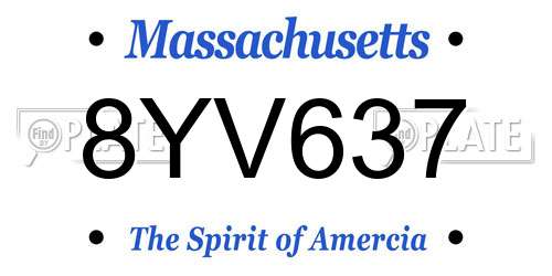 8YV637 Massachusetts License Plate
