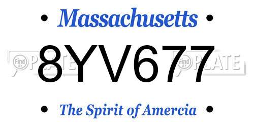 8YV677 Massachusetts License Plate