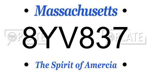 8YV837 Massachusetts License Plate