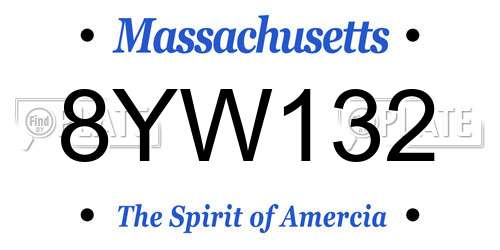 8YW132 Massachusetts License Plate