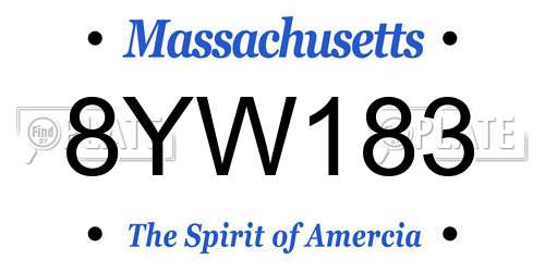 8YW183 Massachusetts License Plate