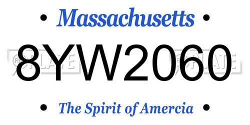 8YW2060 Massachusetts License Plate