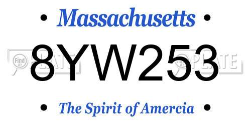 8YW253 Massachusetts License Plate
